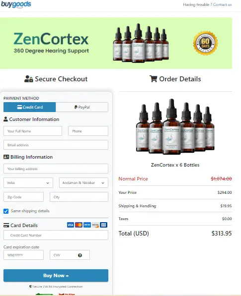 Zencortex Order Page